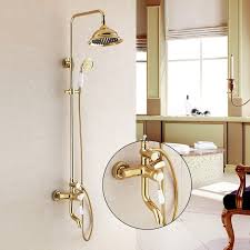 Gold Bathroom Shower With Hand Held Shower