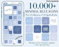 10 000 Minimal Blues App Icons Pastel