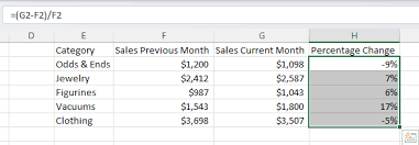 Calculate Percentage Change In Excel