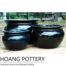 Black Round Ceramic Glazed Pots Hpdb001