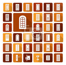 Doors And Accessories Line Icon Set
