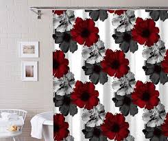 Red Fl Shower Curtain Bath Rug