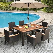 Gymax 7 Piece Wicker Outdoor Dining Set