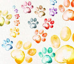 Watercolor Paw Print Heart Clipart Cat