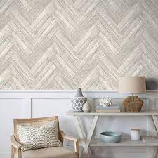 Surface Style Herringbone Wood Whitewash L Stick Wallpaper 20 5 In W X 18 Ft L