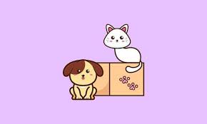 Cute Cat And Dog Friend Cartoon Vector