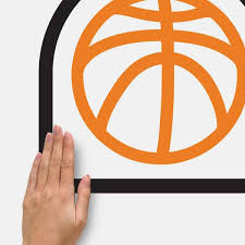 Roommates Basketball Court Xl Giant L Stick Wall Decals With Glow Orange Black