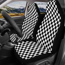 Black White Checd Car Seat Covers