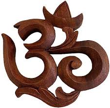 Oma Wood Carved Om Sign Wall Sculpture