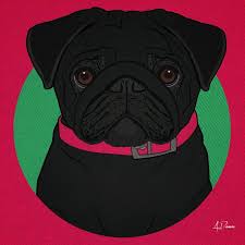 Black Pug Art Poster Dog Icon Series By
