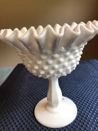 Fenton Milk Glass Hobnail Ribbon Edge