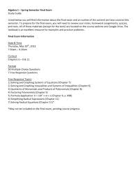 Spring Semester Final Exam Study Guide