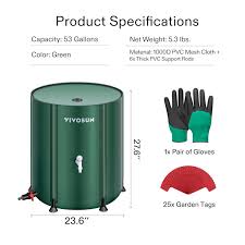 Collapsible Rain Barrel 53 Gallon Green