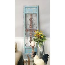 Wood Teal Arabesque Scroll Wall Decor