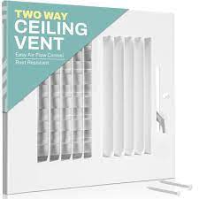 Home Intuition Air Vent Covers For Home Ceiling Or Wall 6x6 In Duct Opening 2 Way White Grille Register Cover With Adjustable Damper