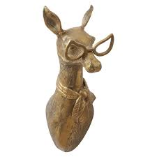 Bronze Wall Art Deer With Glasses