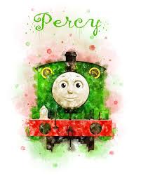 Percy The Train Watercolor Print Thomas