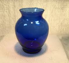 Cobalt Blue Blown Glass Vase Vintage