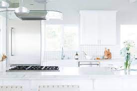 Nickel And Glass Kitchen Vent Hood Over