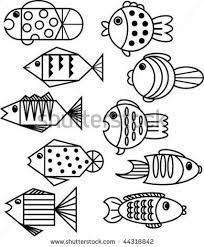 Fish Icons Geometric Shape Stock Vector