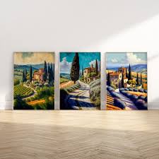 Tuscany Landscape Paintings Set Of 3