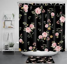 Pink Fl Shower Curtain Set