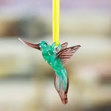Handblown Recycled Glass Hummingbird