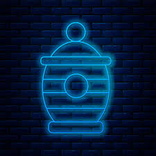 Glowing Neon Line Funeral Urn Icon