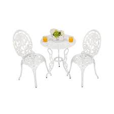 3 Piece White Rose Aluminum Bistro Set