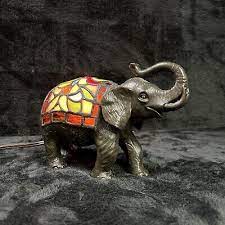 Vtg Elephant Lamp Mosaic Art Stained