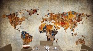 Map Wallpaper Rusty Style Wall Mural