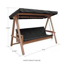 Lautan Avoca 3 Person Wood Porch Swing