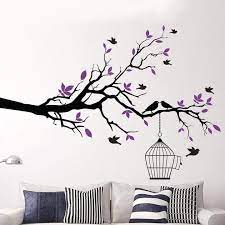 Tree Branch With Bird Cage Wall Art