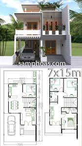 Home Design Plan 7x15m With 4 Bedrooms