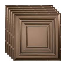 Fasade Traditional Pattern Style 3 Decorative Vinyl 2ft X 2ft Lay In Ceiling Tile In Argent Bronze 5 Pack