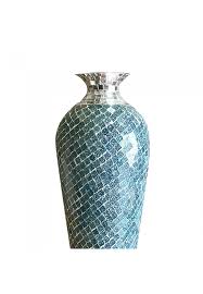 Decorative Metal Floor Vase In Teal