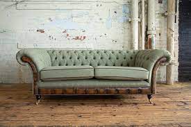 3 Seater Olive Green Chesterfield Sofa