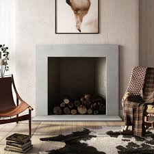 Plane Concrete Fireplace Surround