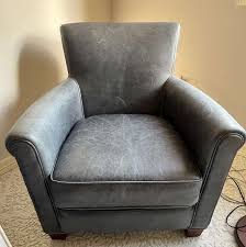 Pottery Barn Blue Leather Chair