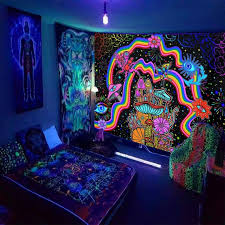 Fluorescent Tapestry Trippy Mushroom