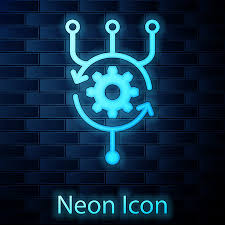 Glowing Neon Algorithm Icon Isolated On