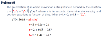Answered Problem 6 The Acceleration