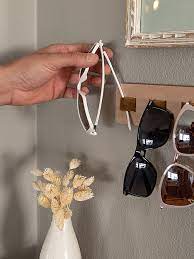Wood Leather Sunglasses Holder