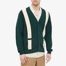 beams plus stripe cardigan green end