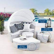 4 Piece Wicker Outdoor Daybed