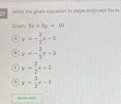 Equation In Slope Intercept