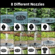 Solar Powered Water Fountains With Color Led Lights 7 Nozzles And 4 Fixers