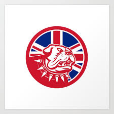British Bulldog Head Union Jack Flag