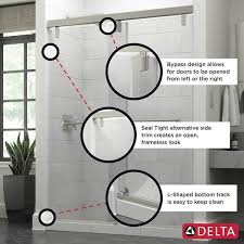 Delta Mod 60 In X 71 1 2 In Frameless Soft Close Sliding Shower Door In Matte Black With 1 4 In Tempered Frosted Glass