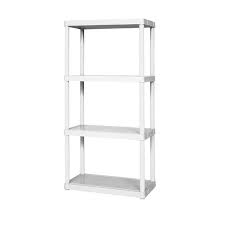 Gracious Living 4 Shelf Fixed Height Solid Light Duty Resin Storage Unit 24 X 12 X 48 Inch White 2 Pack